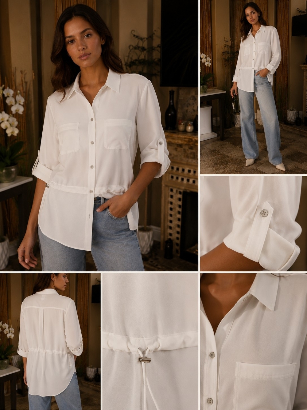 Karl Lagerfeld Button-Front Shirt - Sinched Waist NWOT